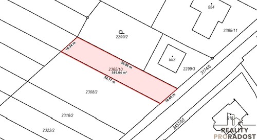 Prodej stavebního pozemku 518 m²