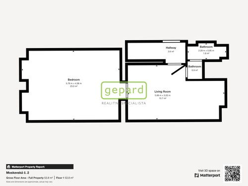 Prodaný  byt 2+kk 54.9 m²