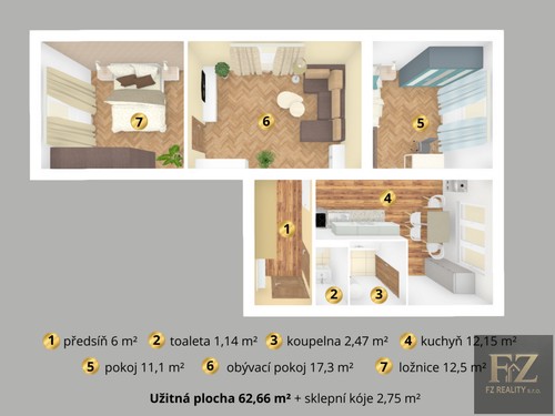 Prodej bytu 3+1 63 m²