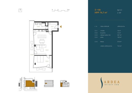 Prodej bytu 2+kk 73.4 m²