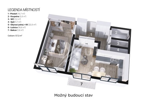 Prodej bytu 2+1 57 m²