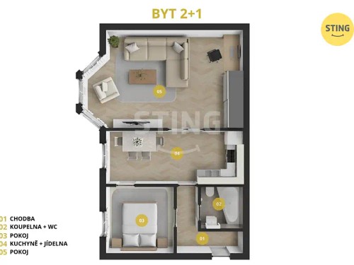 Prodej bytu 2+1 64 m²