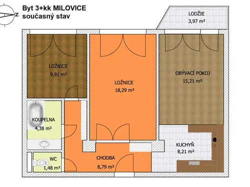Prodaný byt 3+kk 65 m²