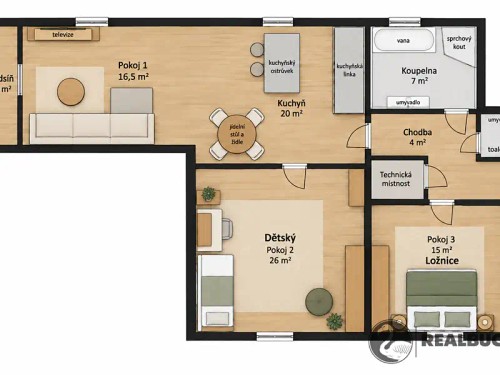 Prodej bytu 3+1 100 m²