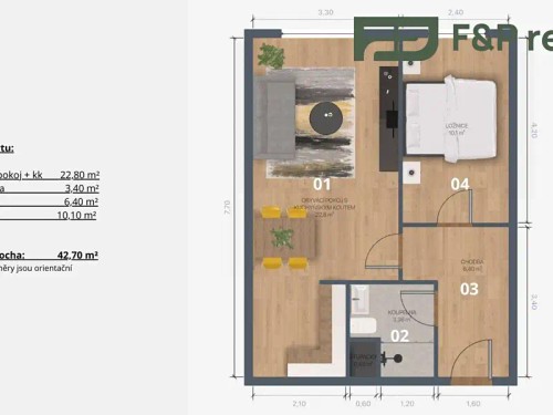 Prodaný byt 2+kk 43 m²