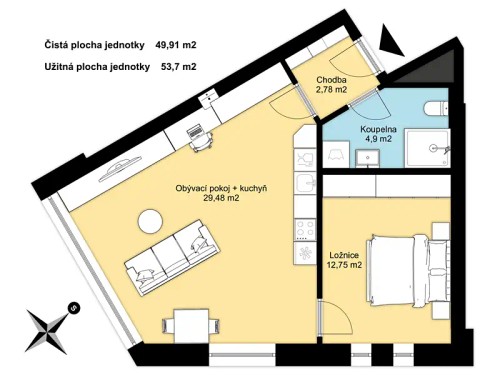 Prodej bytu 2+kk 50 m²