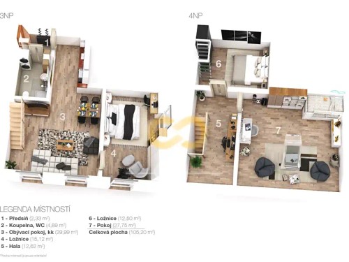 Prodaný byt 2+kk 105 m²
