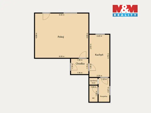 Prodej bytu 1+1 56 m²