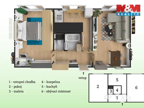 Prodaný  byt 2+1 56 m²