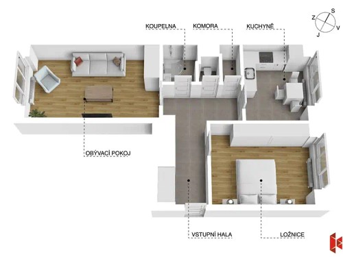 Prodej bytu 2+1 58 m²