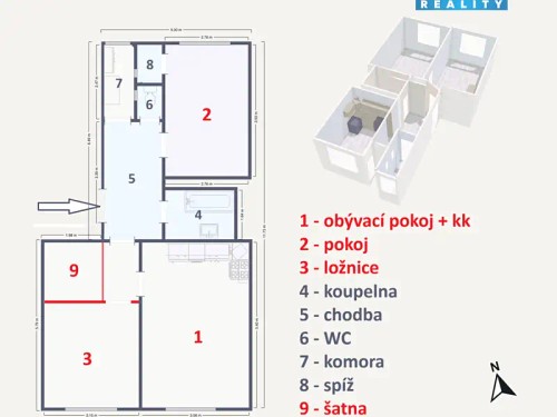 Prodaný byt 2+1 62 m²
