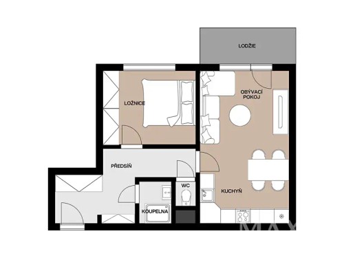 Prodaný  byt 2+kk 42 m²