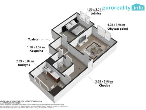 Prodaný  byt 2+1 56 m²