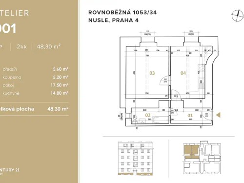 Prodej bytu 2+kk 48 m²