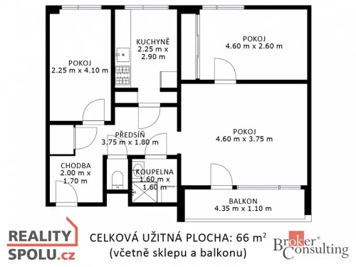 Prodaný byt 3+1 66 m²