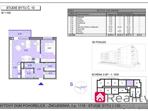 Prodaný  byt 2+kk 66 m²