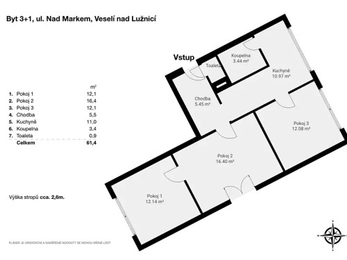 Prodaný  byt 3+1 62 m²