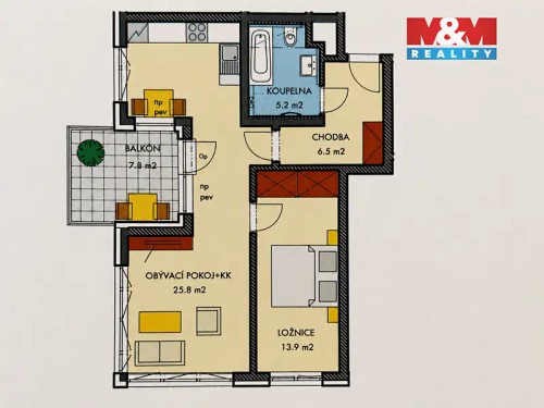 Prodej bytu 2+kk 54 m²
