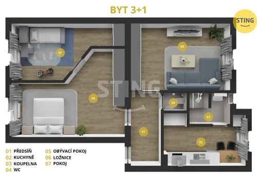 Prodej bytu 3+1 69 m²