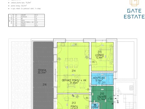 Prodaný byt 3+kk 75 m²