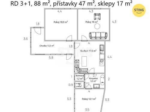 Prodej domu 57 m², pozemek 761 m²