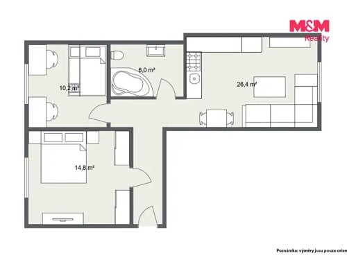 Prodej bytu 3+kk 58 m²