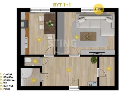 Prodej bytu 1+1 38 m²