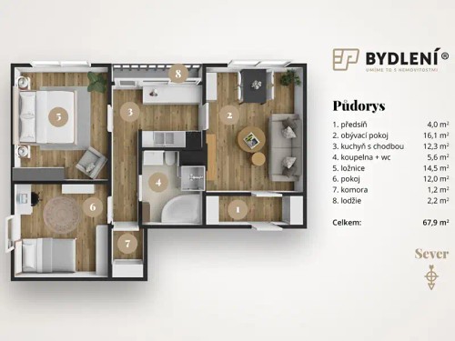 Prodej bytu 3+1 67 m²