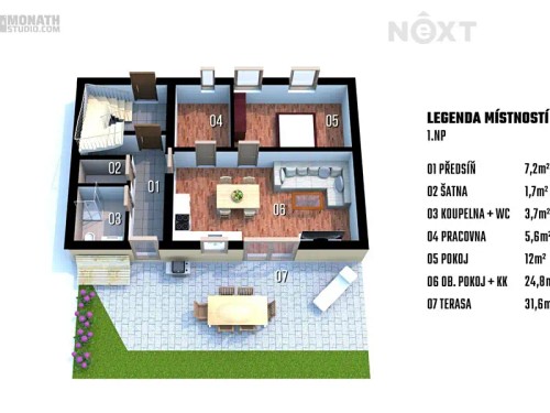 Prodej bytu 3+kk 55 m²