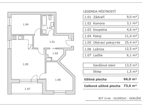 Prodej bytu 3+kk 66 m²