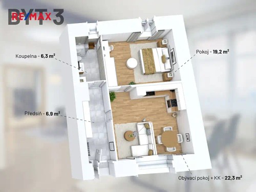 Prodej bytu 2+kk 58 m²