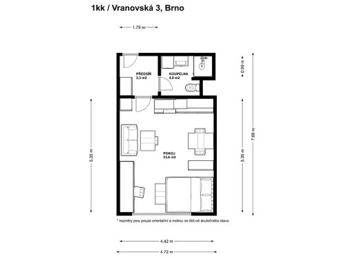 Prodej bytu 1+kk 32 m²