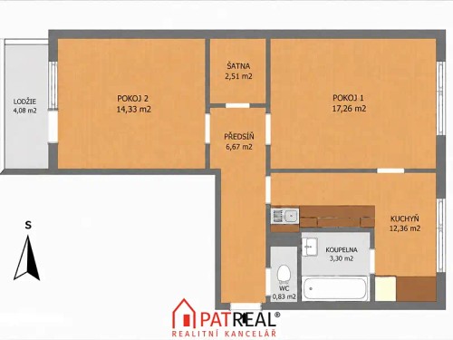 Prodej bytu 2+1 63 m²