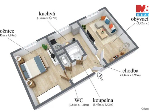 Prodaný byt 2+1 55 m²