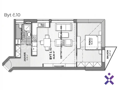 Prodej bytu 2+kk 57 m²