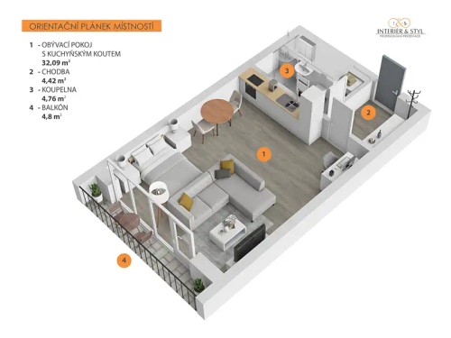 Prodaný  byt 1+kk 42 m²