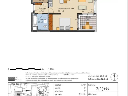 Prodaný  byt 2+kk 53 m²