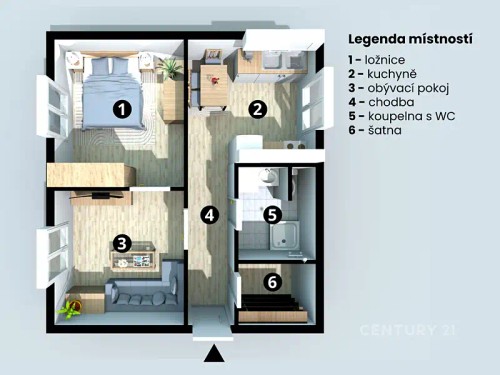Prodej bytu 2+1 58 m²