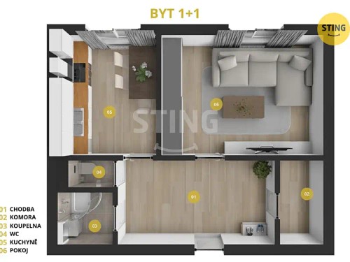 Prodej bytu 1+1 38 m²