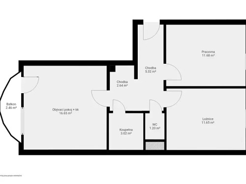 Prodaný  byt 3+kk 53 m²