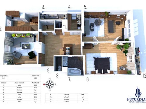 Prodaný  byt 3+1 120 m²