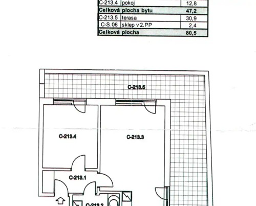 Prodaný  byt 2+kk 47 m²