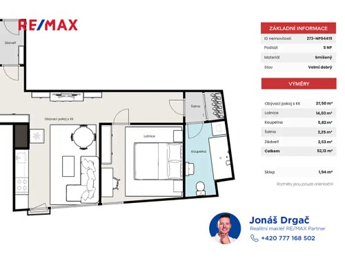 Prodaný byt 2+kk 52 m²
