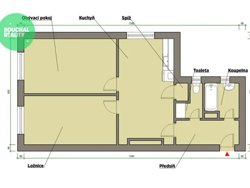 Prodaný  byt 2+1 58 m²