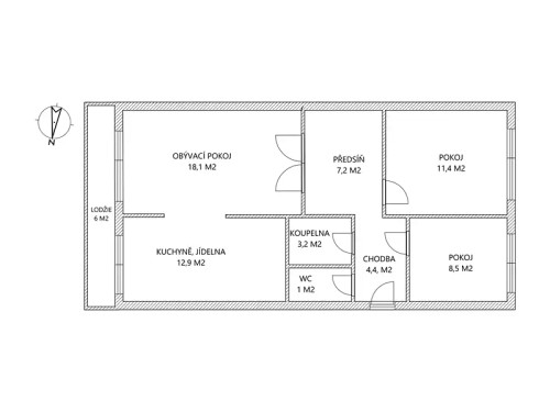 Prodaný  byt 3+1 74 m²