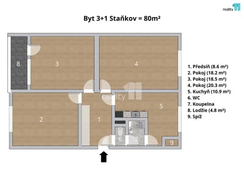 Prodaný  byt 3+1 80 m²