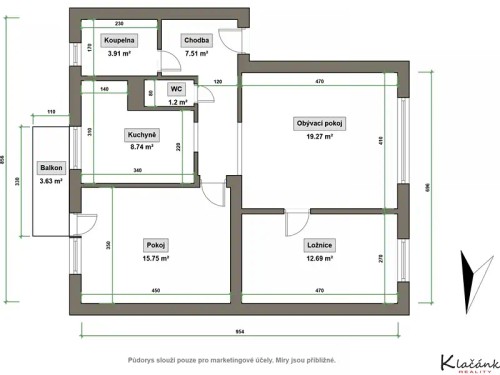 Prodaný  byt 3+1 78 m²