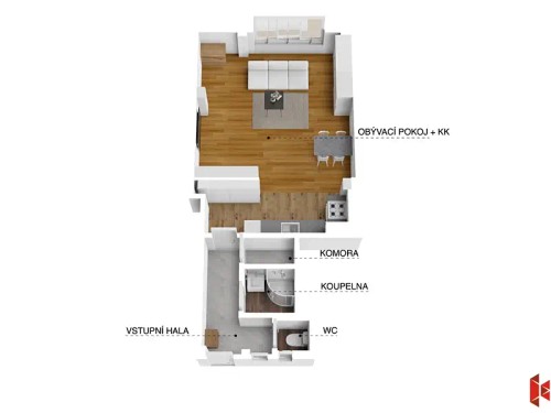 Prodaný  byt 1+kk 43 m²