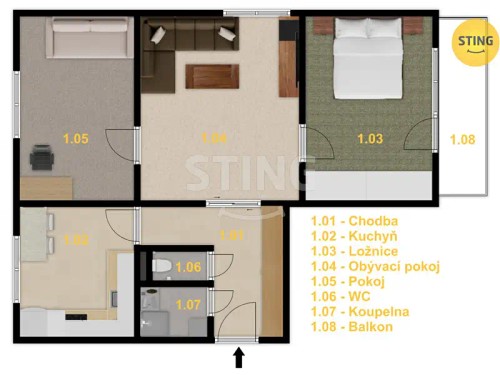 Prodej bytu 3+1 59 m²
