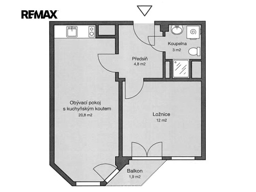 Prodaný  byt 2+kk 43 m²
